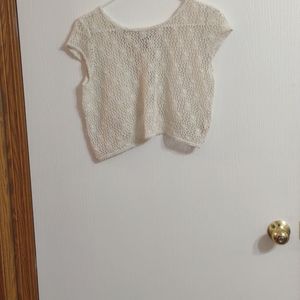 Arizona jean company cream crochet women's swimsuit cover-up top